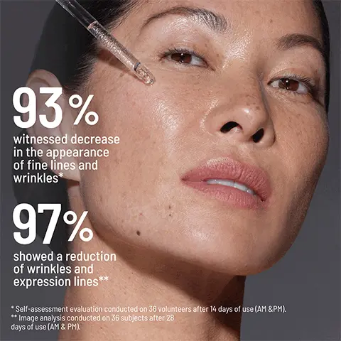 Image 1: Woman holding the applicator to her cheek, text reads 93% witnessed decrease in the appearance of fine lines and wrinkles*. 97% showed a reduction of wrinkles and expression lines**.

              * Self-assessment evaluation conducted on 36 volunteers after 14 days of use (AM & PM).

              ** Image analysis conducted on 36 subjects after 28 days of use (AM & PM).

              Image 2: A before and after shot after 28 days showing a reduction in wrinkles around the mouth.

              Image 3: A picture of a woman's face, she is holding the product by her cheek. Text reads All youth. No Filler. Revitalizes and replenishes skin. Fills in the appearance of lines and smoothes wrinkles. Restores youthful radiance.

              Image 4: Image shows a close-up drop of the serum. Text reads JAPANESE ROSE EMBRYOGENIC CELLS superstar ingredient in regenerative medicine that stimulates GDF-11. OLIGOPEPTIDE slows the thinning of aging skin. NASTURTIUM STEM EXTRACT improves skin's barrier quality.

              Image 5: An image of the product on a glass surface. labels on the image read: Paraben-free, Vegan, Synthetic fragrance-free, sulfate-free, GMO-free, cruelty-free, Phthalate-free.