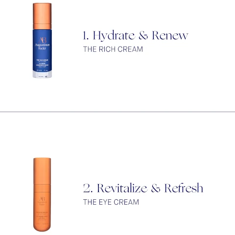 1 = hydrate and renew with the rich cream. 2 = revitalize and refresh with the eye cream