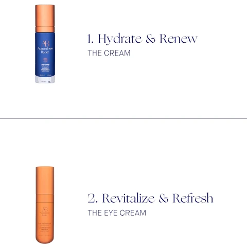 1 = hydrate and renew with the cream. 2 = revitalize and refresh with the eye cream