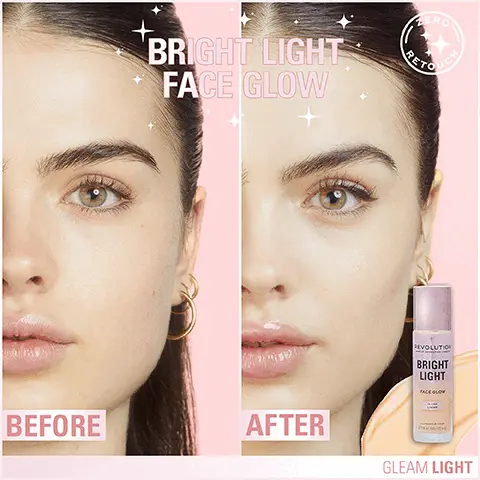 Image 1-5, Before and after bright light face glow