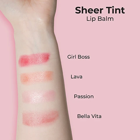 swatches of girl boss, lava, passion and bella vita