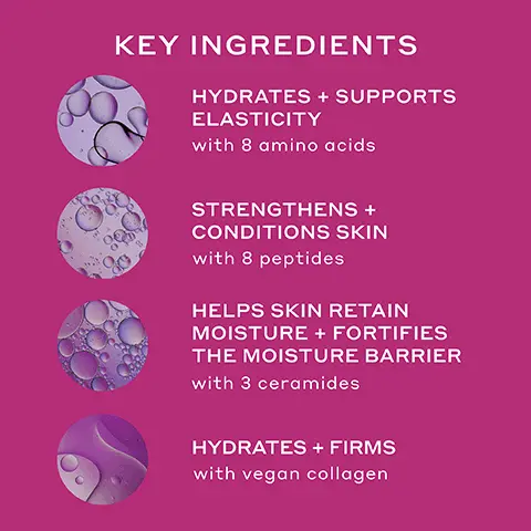 Image 1, key ingredients = hydrates and supports elasticity with 8 amino acids. strengthens and conditions skin with 8 peptides. helps skin retain moisture and fortifies the moisture barrier with 3 ceramides. hydrates and firms with vegan collagen. image 2, 28% stronger moisture barrier all day long. 97% agree it restores healthy looking skin. instantly doubles skin's hydration. 38% firmer skin in just 4 weeks. in an 8 week clinical study on 35 people. image 3, melting balm to gel texture. quickly absorbs into skin, naturally derived light fragrance. image 4, get a strong moisture barrier with strength trainer. weak moisture barrier = loss of firmness, dullness, unevenness. strong moisture barrier = locks in all day hydration, adds bounce, creates a healthy looking glow. image 5, which moisturiser is right for me? strength trainer peptide boost moisturiser - for all skin types, strengthens moisture barrier all day, use morning and night. c-rush brightening gel creme - for dull skin, brightens and instantly hydrates, use morning and night. dewtopia 5% aha firming night creme - for rough, uneven skin, retexturises and evens tone, use at night. cold plunge pore remedy moisturiser - for acne prone skin, targets pores and controls surface oil, use morning and night. Image 6, Key Ingredients, Hydrates and supports elasticity with 8 amino acids. Strengthens and conditions skin with 8 peptides. Helps skin retain moisture and fortifies the moisture barrier with 3 ceramides. Hydrates and firms with vegan collagen. Image 7, The glow cycle, brighten, strengthen, renew, repeat, unlock your best skin. Morning routine. 01/brighten Vitamin C Serum 02/Strengthen Peptide Moisturizer 03/Brighten Vitamin C Eye Cream. Night Routine 01/ Renew Exfoliating Toner 02/Strengthen Peptide Moisturizer. Image 8, Strength trainer peptide boost moisturizer, instantly double hydration and firm, strengthen the moisture barrier all day. Hydrabarrier nourishing face oil. Lock in moisture and maximise your results. Boost the moisture barrier after just 1 use - in an 8 week clinical study on 35 people, in an 8 week clinical study on 39 people. The ultimate skin-strengthening duo.