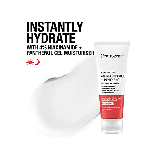 Image 1, INSTANTLY HYDRATE WITH 4% NICINAMIDE AND PANTHENOL GEL MOISTURISER. Image 2, SKIN FEELS HYDRATED AFTER 1ST USE. Image 3, INSTANTLY HYDRATES SKIN TO HELP REINFORCE THE SKIN BARRIER. Image 4, WITH NIACINAMIDE VITAMIN B3 HELPS TO SMOOTH SKIN TEXTURE FOR A HEALTHY LOOKING COMPLEXION. Image 5, for healthier looking skin cleanser exfoliant serum and moisturiser
