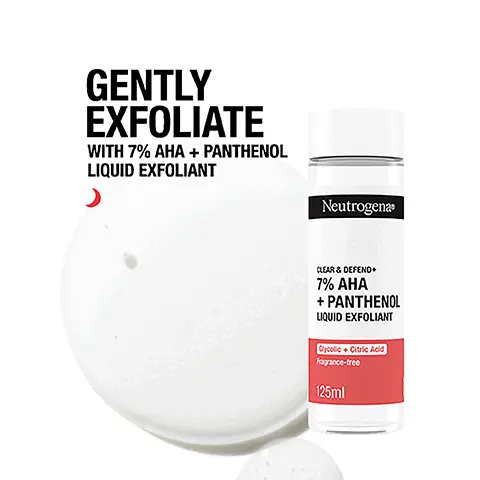 Image 1, GENTLY EXFOLIATE WITH 7% AHA AND PANTHENOL LIQUID EXFOLIANT. Image 2, SUPPORTS SKIN CELL RENEWAL FOR VISIBLY SMOOTHER SKIN IN 1 WEEK. Image 3, WITH 7% AHA 5% glycolic acid and 2% citric acid increases surface skin cell renewal to fade acne marks. Image 4, 0.5% panthenol helps to soothe skin and maintain skin's moisture barrier. Image 5, for healthier looking skin cleanser exfoliant serum and moisturiser