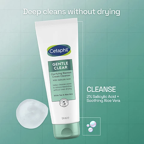 Image 1, deep cleans without drying. cleanse 2% salicylic acid + soothing aloe vera. Image 2, improve breakouts in 3 days. target salicylic acid plus soothing niacinamide. Image 3, soothing 48 hour hydration. moisturise salicylic acid plus soothing bisabolol. Image 4, visibly improves blemishes in 7 days. cleanse - deep cleans without drying. target - improves breakouts in 3 days. moisturise - soothing 48 hour hydration. Image 5, calrifying blemish cream cleanser - salicylic acid, white tea extract and aloe vera. triple action blemish serum - salucylic acid, niacinamide and zinc. mattifying blemish moisturiser - salicylic acid, bisabolol and botanicals. Image 6, number 1 dermatologist recommended uk skincare brand. effective yet gentle. clinically tested for sensitive skin.