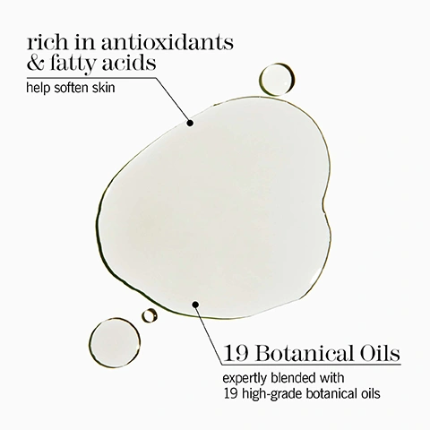 Image 1 - A large light-colored oil puddle with two smaller drops is on a white background, labeled with text that reads rich in antioxidants & fatty acids help soften skin, and 19 Botanical Oils expertly blended with 19 high-grade botanical oils. Image 2 - A before and after image shows a persons legs, the left side displays dry skin with text before skin deep dry leg oil, and the right side shows the legs moisturized and shiny with text after skin deep dry leg oil. Image 3 - A person with light pink nails holds a white bottle labeled skin deep dry leg oil, A deeply enriching superblend of 19 botanical oils, huile hydratante pour le corps, thisworks, 150ml e 5 fl oz, with text overlays reading 89% saw an improvement in the texture of their skin*, 98% said their skin felt hydrated*, and *In a panel of 80 people over a 28-day period.