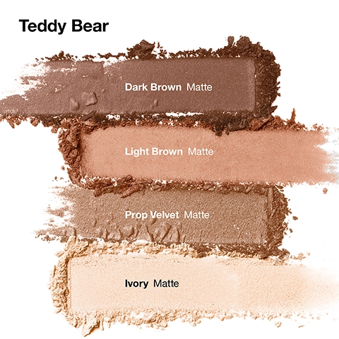 Dark Brown, Matte. Light Brown, Matte. Prop Velvet, Matte. Ivory, Matte.