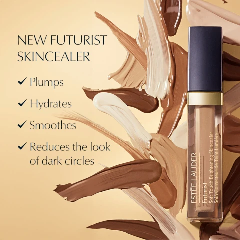 image 1, New futurist skincealer plumps, hydrates, smoothes, reduces the look of dark circles. image 2, botanical oil infusion, nourishes skin locks in moisture. image 3, improves the look of skin (even after you remove it)
