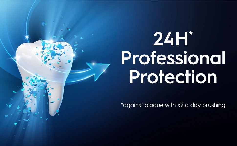 24 H*
                                  Professional
                                  Protection
                                  *against plaque with x2 a day brushing