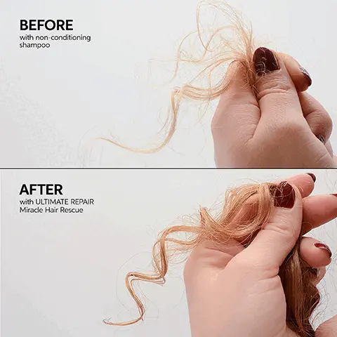 After with ultimate repair miracle hair rescue. Cruelty free, formulated without artificial dyes, formulated without phthalates, compatible with coloured hair.