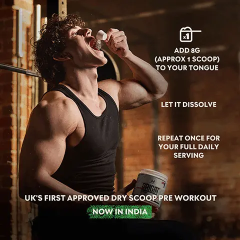 Add 8g approx 1 scoop to your tongue. Let it disolve. Repeat once for your full daily serving. UK's first approved dry scoop pre workout now in India. THG Nutrition India private limited 203 2nd floor time tower Gurugram Haryana 122002. Customer care Manufactured for,by THG Nutrition Limited Skyline Drive Warrington United Kingdom WAS 3TP COO UK. For complaints, feedback, suggestions contact consumer care executive at myprotein.india@thehutgroup.com TEL 00080 0040 3880 For contact address refer importer address.