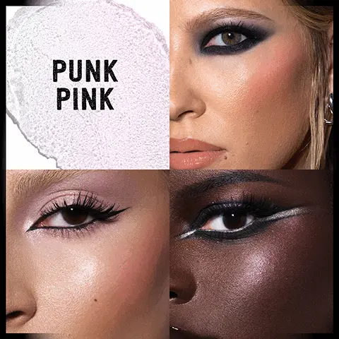 Image 1, Punk Pink. Image 2, before or after. Image 3, blush and high lighting gloss Ph bloom luminous sheen