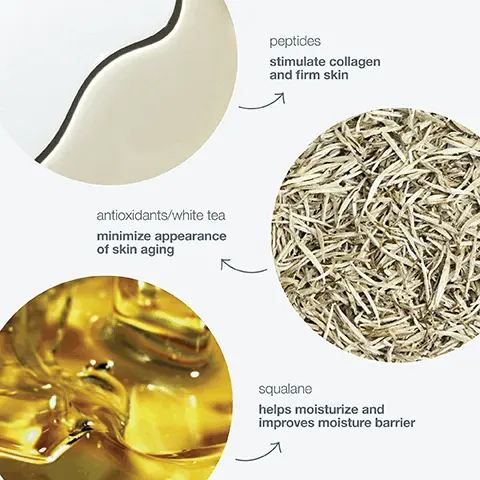 Image 1, ﻿ antioxidants/white tea minimize appearance of skin aging peptides stimulate collagen and firm skin squalane helps moisturize and improves moisture barrier Image 2, ﻿ before after 8 weeks Image 3, ﻿ before clinically proven to reduce the look of wrinkles within 8 weeks* after 8 weeks *Independent clinical test, 33 subjects, 1 application a day for 8 weeks.