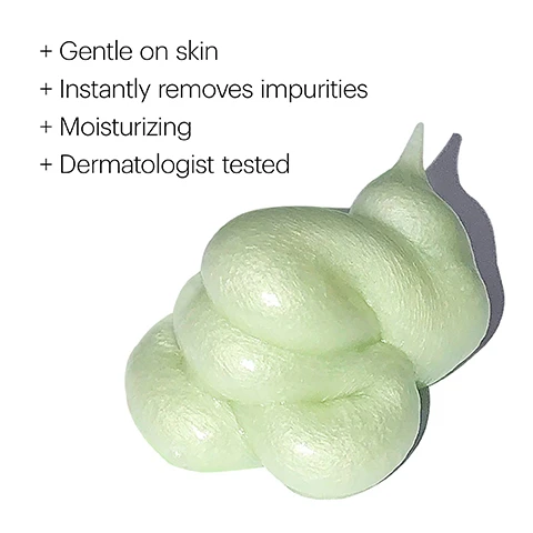 Image 1, gentle on skin, instantly removes impurities, moisturising, dermatologist tested. image 2, how to use it - massage a pea sized amount into damp skin, rinse. pro tip = after cleansing pat skin until it's damp not dry, then apply toner and moisturiser. image 3, glycerin delivers moisture so skin feels clean without the squeakiness