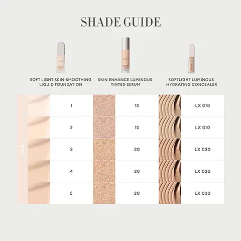 Image 1, FAIR ROSE INC FOND DE TEINT 30ML FLOZ SHADE GUIDE ROSE INC SKIN ENHANCE TINTED SERUM SOFT LIGHT SKIN-SMOOTHING SKIN ENHANCE LUMINOUS LIQUID FOUNDATION TINTED SERUM SOFTLIGHT LUMINOUS HYDRATING CONCEALER 1 10 LX 010 2 10 LX 010 3 20 LX 030 4 20 LX 030 5 20 LX 030 Image 2, REDNESS/ UNEVEN SKIN TONE BEFORE BLEMISHES HYPERPIGMENTATION AFTER SHADE 6W BEFORE FINE LINES AFTER SHADE 24W BEFORE AFTER SHADE 15N BEFORE AFTER SHADE 1ON Image 3, THE BENEFITS SMOOTHS the complexion instantly and over time ROSE INC EVENS TONE & BLURS with a natural, soft-matte finish BUILDABLE medium, weightless coverage 30ML 1F LIQUIDE LISSANT LIQUID FOUNDATION IN-SMOOTHING SOFTLIGHT 30ML IFL OZ ROSE INC SOFTLIGHT SKIN-SMOOTHING LIQUID FOUNDATION FOND DE TEINT LIQUIDE LISSANT 30ML 1FL OZ ROSE INC ROSE INC ROSE INC SOFTLIGHT SKIN-SMOOTHING LIQUID FOUNDATION SOFTLIGHT KIN-SMOOTHIN QUID FOUNDAT FOND DE TE Image 4, THE INGREDIENTS ROSE INC ADAPTIVE SKIN-BALANCING COMPLEX minimizes the look of redness, pores, blemishes and excess oil TARGETED HYDRATION COMPLEX calms and balances moisture levels SOFTLIGHT SKIN-SMOOTHING LIQUID FOUNDATION FOND DE TEINT LIQUIDE LISSANT 30ML IFL OZ FERMENTED REISHI MUSHROOM plumps and smooths NON-COMEDOGENIC ideal for acne-prone skin Image 5, COMPARE COMPLEXION ROSE INC ROSE INC ROSE INC ROSE INC SOFTLIGHT SKIN-SMOOTHING LIQUID FOUNDATION FOND DE TEINT LIQUIDE LISSANT SOFTLIGHT SKIN-SMOOTHING LIQUID FOUNDATION FOND DE TEINT LIQUIDE LISSANT SOFTLIGHT SKIN-SMOOTHING LIQUID FOUNDATION FOND DE TEINT LIQUIDE LISSANT 30ME WE OZ 30ML IFL OZ 30ML IFL OZ SOFTLIGHT SKIN-SMOOTHING LIQUID FOUNDATION FOND DE TEINT LIQUIDE LISSANT 30ML IFL OZ ROSE INC ROSE INC ROSE INC ROSE INC SKIN ENHANCE LUMINOUS TINTED SERUM SERUM TEINTE LUMINEUX 30ML IFL OZ SKIN ENHANCE LUMINOUS TINTED SERUM SÉRUM TEINTÉ LUMINEUX 30ML IFL OZ SKIN ENHANCE LUMINOUS TINTED SERUM SÉRUM TEINTÉ LUMINEUX 30ML IFL OZ SKIN ENHANCE LUMINOUS TINTED SERUM SERUM TEINTE LUMINEUX 30ML IFL OZ 30Wг JEF OS SOFTLIGHT SKIN-SMOOTHING LIQUID FOUNDATION • Medium coverage • Soft-matte finish • Full-face makeup look Available in 31 buildable shades SKIN ENHANCE LUMINOUS TINTED SERUM • Sheer coverage • Radiant finish • Minimal makeup look Available in 14 flexible shades Image 6, 4W Light with Warm Golden Undertone 3N Fair with Neutral Undertone 2N Fair with Neutral Olive Undertone 1C Fair with Cool Pink Undertone Image 7, 8N Light with Neutral Undertone 7C Light with Cool Pink Undertone 6W Light with Warm Golden Undertone 5N Light with Neutral Undertone Image 8, 12C Medium with Cool Neutral Undertone 11W Medium with Warm Golden Undertone 10N Light-Medium with Neutral Olive Undertone 9W Light-Medium with Warm Peach Undertone Image 9, 16W Medium with Warm Olive Undertone 15N Medium with Neutral Golden Undertone 14W Medium with Warm Peach Undertone 13N Medium with Neutral Undertone Image 10, 20N Medium-Deep with Neutral Golden Undertone 19N Medium-Deep with Warm Golden Undertone 18W Medium-Deep with Warm Yellow Undertone 17C Medium with Cool Pink Undertone Image 11, 24W Medium-Deep with Warm Olive Undertone 23C Medium-Deep with Cool Pink Undertone 22N Medium-Deep with Neutral Undertone 21W Medium-Deep with Peach Undertone Image 12, 28W Deep with Warm Golden Undertone 27C Deep with Cool Red Undertone 26N Deep with Neutral Undertone 25W Deep with Warm Golden Undertone Image 13, 31N Deep with Neutral Undertone 30W Deep with Warm Red Undertone 29N Deep with Neutral Red Undertone 28W Deep with Warm Golden Untertone