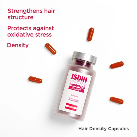 Image 1, strengthens hair structure. protects against oxidative stress. density. hair density capsules. image 2, taurine helps strengthen fragile hair. zinc contributes to protein synthesis. d-biotin improves hair quality. image 3, take 2 capsules daily with breakfast for a minimum of 3 months. hair density capsules. image 4, belen g gave it 4 stars - excellent product i have seen significant difference since starting. image 4, boost volume and recapture vitality with our range designed to promote stronger, healthier hair.