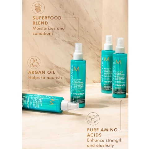 superfood blend = moisturises and conditions. argan oil = helps to nourish. pure amino acids = enhance strength and elasticity