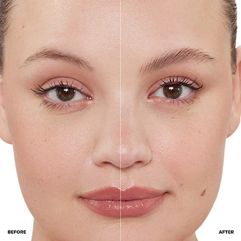 Image 2 - A womans face is split vertically, showing her left side before eyebrow treatment with thinner brows and her right side after with fuller, brushed-up brows, with the visible text BEFORE at the bottom left and AFTER at the bottom right. Image 3 - The image illustrates a three-step eyebrow styling guide, showing a close-up of an eye and brow at each stage: first, combing hairs up with the long bristle side of an applicator; second, shaping with the short bristle side; and third, pressing hairs flat with the applicators flat side for a laminated look, accompanied by the text: STEP 1 Start by lifting + separating hairs by combing product through with the long bristle side off the applicator. STEP 2 Next, flip to the short bristle side of the applicator to shape + sculpt hairs in place to create desired shape. STEP 3 For a laminated-look, press brow hairs down flat using the flat side of the applicator. Image 4 - A light pink tube of brow gel with its applicator brush extended, labeled BROW FREEZE GEL GEL POUR SOURCILS, with text beside it reading EXTREME-STAYING POWER FOR WATER-RESISTANT, LONG-WEARING HOLD, UNIVERSAL CLEAR FORMULA WITH NO STIFF FEEL, RESIDUE OR FLAKING, and CREATES THE LOOK OF LIFTED + FEATHERED BROWS. Image 5 - The image features a brow gel applicator with a black triple-action comb brush head and a light pink handle, accompanied by explanatory text: ALL ABOUT THE BRUSH: Triple-action comb applicator for quick & easy application. A circular diagram labels parts of the brush as FLAT, LONG, SHORT. Additional text describes: LONG BRISTLES Comb + separate, SHORT BRISTLES Shape + sculpt, FLAT SIDE Lays hair down. In the background, a blurred tube shows the text BROW FREEZE GEL GEL POUR SOURCILS. Image 6 - The image shows a 3x2 grid of six close-up photos demonstrating different brow types: sparse brows, sparse straight brows, full patchy brows, coarse brows, sparse micro-bladed brows, and sparse fine brows, with the overarching text Tames + Sculpts All Brow Types. Image 7 - A three-panel comparison displays Anastasia Beverly Hills brow products, their features, and corresponding styled eyebrows, with visible text reading CLEAR BROW GEL THE LOOK Natural + polished IDEAL FOR Everyday brow styling HOLD Medium BROW FREEZE THE LOOK Laid + laminated IDEAL FOR Versatile brow styling HOLD Strong BROW FREEZE GEL THE LOOK Lifted + laminated IDEAL FOR On-the-go brow styling HOLD Extreme. Image 8 - A woman applies a brow product to her left eyebrow with a white and black brush applicator, with the text PRO TIP Wipe off applicator before use. A small amount of product goes a long way. visible in the bottom left corner.