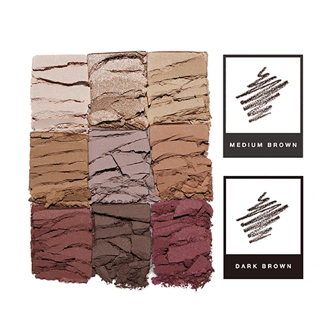 Medium Brown/Dark Brown. PRIMAVERA, TEMPERA, GOLDEN, OCHRE, RAW, SIENNA, BUỐN, FRESCO, BURNT, ORANGE, RED, OCHRE, CYPRUS, UMBER. ULTRA-SLIM, PRECISION TIP. CUSTOM-SPOOLIE BRUSH. BROW WIZ® #1 PENCIL FOR DEFINITION + DETAIL. NATURAL-LOOKING BROWS BROW