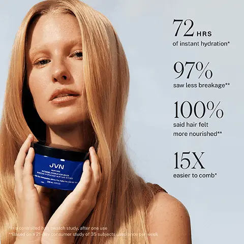 72hrs of instant hydration, 97% saw less breakage, 100% said hair felt more nourished, 15x easier to comb, in a controlled hair swatch study after one use, based on a 21 day consumer study of 35 subjects used once per week. WHAT IS A Triple Hydration System? Our first-of-its-kind system for instant hydration. HOW DOES IT WORK? Powered by Keratris, Hemisqualane & Amino Acids. Each ingredient works together for deep, lasting moisture. Leaves hair feeling instantly softer, smoother & shinier. WITHOUT, WITH NURTURE INTENSE HYDRATION MASK HAIR NOT RETOUCHED. NURTURE INTENSE HYDRATION MASK, Moisture in Minutes. STEP 1, Gently wash with Nurture Hydrating Shampoo. Rinse. STEP 2, Apply Nurture Intense Hydration Mask in place of conditioner once per week. STEP 3, Leave on for 3-5 minutes before rinsing thoroughly. Obsess over your softer, smoother strands.