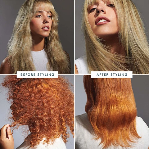 Image 1, before styling and after styling. image 2, before and after. lasts 72 hours. image 3, key claims. immediately reduces frizz by 59%. frizz reduction that lasts up to 72 hours without diminishing over time. source - proprietary virtue clinical study by princeton TRI labs, november 2021.