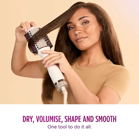 Image 1, dry, volumise, shape and smooth. one tool to do it all. image 2, dry hair mode vs wet hair mode. a whole lot more than a blowdry brush. one tool, two modes, always smooth results. image 3, get the perfect wash day style. use wet hair mode for wet to dry volumising and styling with no heat damage. image 4, designed to maxomise hair alignment volume and shape. heated smoothing comb technology. perfect or refresh dry hair. switch to dry hair mode to smooth, align and shape without the frizz. vs air drying based on 600 person study. image 5, less heat for healthy looking hair. smooth style priorities safer for hair temperatures and efficient heating. image 6, smooths and polishes with lower hair temperatures. shark's integrated comb smooths your hair maintaining its shape and movement. vs traditional flat irons. image 7, heated smoothing comb technology. for voluminous, smooth and soft hair with shape and bounce. image 8, dries wet hair with no heat damage. smooth style never reaches hair damaging temperatures in wet hair mode. image 9, wash day fresh and next day refresh. use both modes on wash days or fix bedhead gym hair or ponytail creases with the heated smoothing comb on non wash days. image 10, for all hairkind. smoothdtyle brings power to any hair type. smooth and volumise straight, wavy, curly or coily hair. image 11, straight hair results, after wet hair vs after dry hair. image 12, wavy hair results. after wet hair mode vs after dry hair mode. image 13, curly hair results. after wet hair mode vs after dry hair mode. image 14, coily hair results. after wet hair mode vs after dry hair mode.