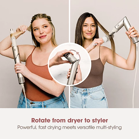 Image 1, rotate from styling to styler. powerful, fast drying meets versatile multi styling. image 2, perfect for straight and wavy hair. curl, straighten, volumise and smooth with 4 styling attachments. image 3, style while you dry with no heat damage. flex style measures heat 1000 times per second ensuring consistent air temperatures. image 4, auto-wrap curlers. coanda technology automatically wraps, curls and sets for hassle free curls in seconds. image 5, paddle brush, straighten while you dry with smoothing boar and plastic bristles for sleek styles. image 6, oval brush, powerful airflow and a combination of boar and plastic bristles smooth and defrizz, while adding volume and bounce. image 7, styling concentrator, effortlessly dry and smooth your hair at the same time. image 8, dual bristle types. more smoothness and shine, less frizz and flyaways with a combination of boar and plastic bristles vs air drying. image 9, transform your routine, flex your style. image 10, any hair type, any skill set. for all hairkind. image 11, what's in the box - flex style, auto-wrap curlers, paddle brush, oval brush and styling concentrator. image 12, 3 heat and airflow settings, lock in your style with the cool shot button. image 13, perfect for travelling. compact and lightweight at just under 700g. image 14, wraps curls and sets automatically with coanda technology.