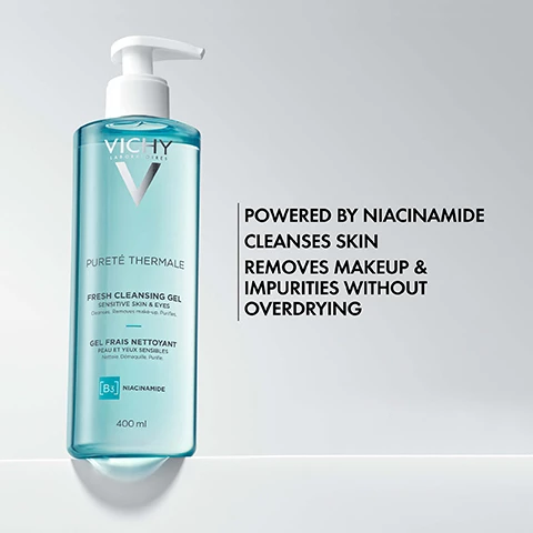 Image 1, powered by niacinamide, cleanses skin, removes makeup and impurities without overdrying. image 2, fresh gel texture. image 3, brand recommended by 70,000 dermatologists. dermatologist tested, allergy tested, sensitive skin tested. image 4, dermatologist and opthalmologist tested.