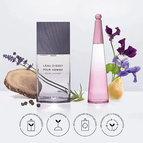 Image 1, BOS NATURAL REGION INGREDIENTS L'EAU D'ISSEY POUR HOMME SOLAR LAVENDER ISSEY MIYAKE VEGAN FRAGRANCE De POST-CONSUM NSUMER RECYCLED GL GLASS 100% WOODING CAPS A PATENTED MINCED INNOVADON Image 2, ISSEY MIYAKE L'EAU D'ISSEY POUR HOMME EAU DE TOILETTE EAU DE TOILETTE INTENSE EAU DE TOILETTE INTENSE EAU DE TOILETTE INTENSE SOLAR LAVENDER EAU&CÈDRE VETIVER L'EAU DISSEY L'EAU DISSEY LEAU DISSEY POUR HOMME POUR HOMME SOLAR LAVENDER POUR HOMME L'EAU DISSEY POUR HOMME ISSEY MIYAKE ISSEY MIYAKE ISSEY MIYAKE ISSEY MIYAKE FRESH & VIBRANT SPICY & WOODY VIBRANT & WOODY + Intensity DEEP & WOODY Image 3, 93% NATURALS ORIGIN POUR HOMME SOLAR LAVENDER INGREDIENTS ISSEY MIYAKE