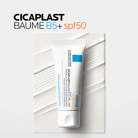 image 1, cicaplast baume B5 + SPF 50. image 2, powered by microbiome science and UV protection