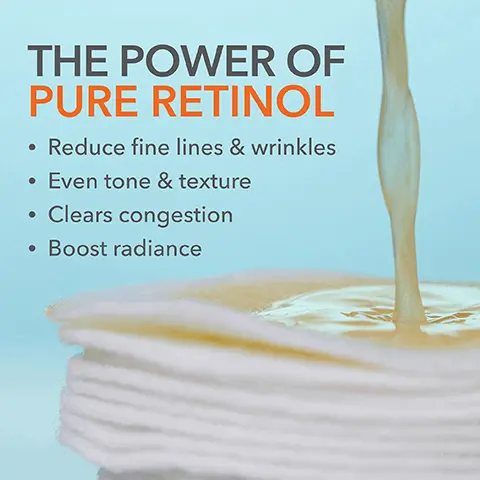 Image 1, THE POWER OF PURE RETINOL • Reduce fine lines & wrinkles • Even tone & texture • Clears congestion • Boost radiance Image 2, BEFORE AFTER 4 WEEKS CLINICALLY PROVEN to improve texture, elasticity and hyperpigmentation when used at least 2-3 times per week Image 3, BEFORE AFTER 4 WEEKS CLINICALLY PROVEN to reduce the appearance of fine lines & wrinkles when used at least 2-3 times per week Image 4, BEFORE AFTER 2 WEEKS CLINICALLY PROVEN to improve the look of pores & congested skin Image 5, CLINICAL PROOF 93% of subjects had reduced dry fine lines immediately 97% of subjects showed immediate radiance 97% of subjects showed less congested skin in 4 weeks Image 6, PURE 0.2% RETINOL: smooths lines & wrinkles BAKUCHIOL & RAMBUTAN amplifies anti-aging & firming benefits of retinol B Dr Dennis Gross Advanced Retinol Ferul Perfectly Dosed Retinol 0.2% Pure Retinol SQUALANE & HYALURONIC ACID soothe, hydrate & lock in moisture FERULIC ACID: helps counteract the irritating effects of retinol Image 7, BOOST YOUR DAILY RETINOL ROUTINE Use up to 4 times per week as skin tolerates Image 8, Dr Dennis Gross sal Daily Peel ing Queriden 1 S B Dr Dennis Gross Universal Dal Daily Peel wing utiden 2 And Aging Dr Dennis Gross Advanced Retinol + Ferulic Perfectly Dosed Retinol Universal 0.2% Pure Retinol POWERFUL TREATMENTS AM Alpha BetaR Daily Peel ( PM Perfectly Dosed Retinol Image 9, CLEARING THE WAY FOR BETTER ABSORPTION Textured fiber rounds gently sweep away dead skin cells preventing penetration Liquid retinol penetrates skin more easily than a cream MOISTURE BARRIER Neutralizes free radicals EPIDERMIS # Blocks enzyme that breaks down collagen DERMIS