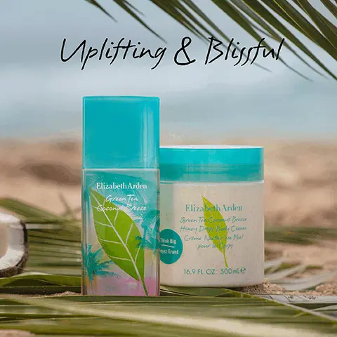 Uplifting and blissful. Notes of Coconut, Tropical White Florals, and Musk. Moisture-rich, Long-lasting aroma. Softens, Condtions, Pampers skin, Up to 24 hours of hydration. Fragrance Layering, 2 Spritz on Green Tea. 1 Smooth on Body Cream.