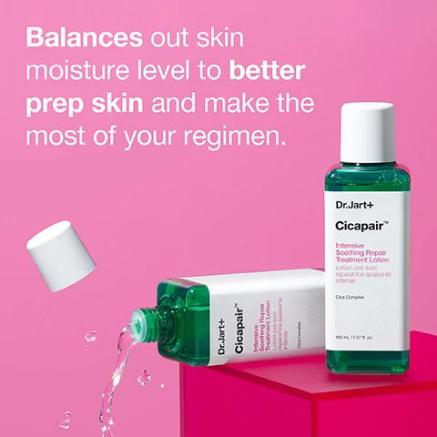 image 1, balances out skin moisture level to better prep skin and make the most of your regimen. image 2, centella asiatic extracts soothes visible redness. r-protector peptide delivers intense soothing. allantoin strengthens skins barrier. image 3, AM and PM routine for healthy sensitive skin. AM = cleanse, prep, hydrate and colour correct SPF. PM = cleanse, prep, serum and treat.