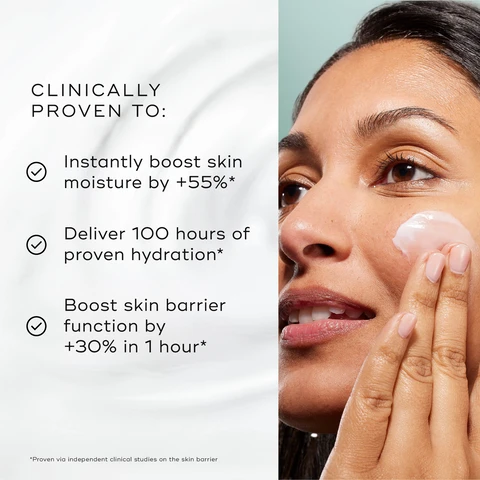 image 1, clinically proven to instantly boost skin moisture by 55%. deliver 100 hours of proven hydration. boost skin barrier function by +30% in 1 hour. proven via independent clinical studies on the skin barrier. image 2, Before. Immediately After. instantly smooths and plumps skin. proven via independent clinical study on total moisture daily facial cream on 35 voluntters over 4 weeks. image 3,  PREBIOTIC PEPTIDE, Maintains a balanced skin microbiome. MULTI-WEIGHT HYALURONIC ACID, Leaves the skin hydrated & supple. CERAMIDES & LIPIDS, Visibly restores & nourishes. image 4, find your moisture match. total moisture daily facial cream - use morning and night. a daily light weight hydrating moisturiser to instantly plump skin and boost the skin barrier. advanced night ceramide - night time, an overnight anti-aging moisturiser to firm skin and smooth wrinkles. image 5, good to know. dermatologically tested. verified microbiome friendly. accepted by the national eczema association. non comedogenic. fragrance free