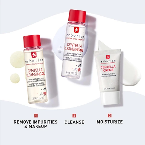 Image 1, 1 - remove impurities and makeup. 2 - cleanse. 3 - moisturise. image 2, why double cleanse? korean double cleansing is the first strep to clear skin confidence. by first removing impurities, this method helps to create a clean canvas for next steps of skincare. 1 = oil based cleanser to remove makeup and impurities. 2 = water based cleanser, cleanses the skin with helps maintain the skins natural hydration