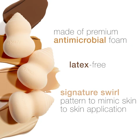made of premium antimicrobial foam, latex free, signature swirl pattern to mimic skin to skin application