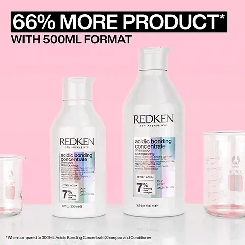 Image 1, 66% MORE PRODUCT* WITH 500ML FORMAT REDKEN 6TH AVENUE WY REDKEN acidic bonding concentrate shampoo shampooing acidic bonding concentrate shampoo shampooing Ten 001 7 CETRIC ACID 1% CONCE 1011300 me 1601 500 me 200 2004 "When compared to 300ML Acidic Bonding Concentrate Shampoo and Conditioner Im 025 SALD 00 Image 2, 56% LESS BREAKAGE* 90% MORE CONDITIONED* 11X SMOOTHER** "BRUSHING TEST WHEN USING SYSTEM OF ACIDIC BONDING CONCENTRATE SHAMPOO CONDITIONER AND LEAVE NON BLEACHED HAIR WHEN USING SYSTEM OF ACIDIC BONDING CONCENTRATE SHAMPOO CONDITIONER AND LEAVE NON BLEACHED HAIR VS NON CONDITIONING SHAMPOO X + Image 3, BEFORE AFTER ONE USE *SYSTEM OF ACIDIC BONDING CONCENTRATE INTENSIVE TREATMENT, SHAMPOO, CONDITIONER, & LEAVE-IN VS. UNDAMAGED HAIR Image 4, BEFORE AFTER ONE USE* *SYSTEM OF ACIDIC BONDING CONCENTRATE INTENSIVE TREATMENT SHAMPOO, CONDITIONER & LEAVE-IN VS UNDAMAGED HAIR Image 5, REINFORCE WEAK BONDS* SAM VILLA 30012 DAMAGED BOND REPAIRED BOND WITH CONTINUED USE OF ACIDIC BONDING CONCENTRATE INTENSIVE PRE-TREATMENT Image 6, "BEST I'VE EVER USED AND I'M A HAIRDRESSER" *RECEIVED THE PRODUCT TO TRY FROM MARIE CLAIRE BEAUTY DRAWER, AUG 2022 REDKEN 6TH AVENUE NYC acidic bonding concentrate CITRIC ACID 11 SALON anding CONCENTRATION 1011oz 300me Image 7, CITRIC ACID + BONDING CARE COMPLEX HELPS REPAIR BONDS + PREVENT FUTURE DAMAGE Image 8, DAMAGE REPAIR FOR CHEMICALLY TREATED HAIR SHAMPOO 1 CONDITION 2 3 REDKEN PROTECT & cidic bonding concentrate LEAVE-IN REDKEN 6TH AVENUE acidic bonding concentrate shampoo shampooing REDKEN acidic bonding concentrate conditioner après-shampooing CITRIC ACID 7% 1011oz 300 me tour спе CITRIC ACID 11 101for 300 me 015300-16 2 500