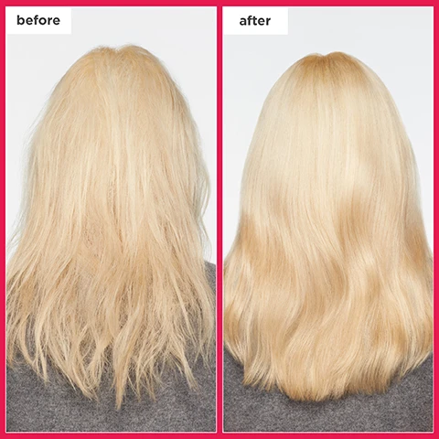 Image 1, 2 and 3, before and after. image 4, does my hair need protein? do add protein if your hair feels gummy, stretchy or stringy. you've recently had a chemical or colour process. don't add protein if = your hair has trouble absorbing products and is prone to buildup. you already use several protein based products. image 5, 91% softer and smoother hair after two uses. up to 7 times less breakage after one use. when paired wiwht don't despair repair, mega strength and rice water protein and moisture strengthening treatment. image 6, algae extract = nourishes and protects hair with antioxidants. proprietary rice protein complex = strengthens the cuticle with protein to protect against future damage. ceramides = helps strengthen and reinforce the hair. image 7, step 1 = apply a small amount to hands, add water and build a lather. step 2 = apply directly to wet hair and massage in, adding more water if needed. step 3 = rinse out and follow with rice water strengthening treatment and conditioner. for best results, use once per week. image 8, how much should i use? usage amount will vary based on hair thickness, length and texture. short/fine = 1 pea size. medium = 2 pea size. long/thick = 3 pea size. image 9, 3 times the wash days in 1 tube. 1 tube = 3 shampoo bottles. image 10, clean, natural and effective. 6 free formulation = sulfates, silicones, parabens, phthalates, artificial dyes or DEA. 92% naturally derived formula. 100% recyclable aluminum tube and cap.