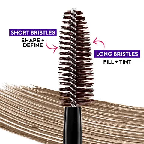 Image 1, SHORT BRISTLES SHAPE + DEFINE LONG BRISTLES FILL + TINT Image 2, TINTED GEL HAIR-LIKE FIBERS WITH CASTOR OIL Image 3, BIG BUSH BROW ВВОМ RESULTS ARE IN! 83% AGREE BROWS LOOK FULLER® 85% AGREE BROWS STAY IN PLACE® 81% AGREE THAT THE PRODUCT DIDN'T TRANSFER *CONSUMER TEST BASED ON 120 PARTICIPANTS Image 4, TAUPE TRAP NEUTRAL NANA BROWN SUGAR CAFE KITTY BRUNETTE BETTY GINGERSNAP COOL COOKIE DARK DRAPES BLACKOUT Image 5, BIG BUILDABLE VOLUME BARE LIL' BUSH MEDIUM BUSH BIG BUSH Image 6, UP TO 24HR WEAR* TINT + VOLUME + HOLD WATERPROOF PENCIL BIG SMUDGE-RESISTANT TRANSFER-RESISTANT VEGAN FORMULA" BUSH *CONSUMER TEST WITH 120 PARTICIPANTS **NO ANIMAL DERIVED INGREDIENTS OR BY-PRODUCTS BROW Image 7, QUICK & EASY APPLICATION
