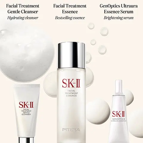 Image 1, ﻿ Facial Treatment Clear Lotion Hydrating toner Facial Treatment Masks 2 cult favorite sheet masks Facial Treatment Essence Bestselling essence SK-II SK-II SK-II FACIAL TREATMENT ESSENCE FACIAL TREATMENT CLEAR LOTION FACIAL TREATMENT MASK PITERA Image 2, ﻿ The Essentials Set Fine lines appearance reduced Skin texture SKI PITERA looks more refined Skin tone radiant SK-II SKII SK-II O PITERA Image 3, ﻿ The SK-II Ritual 2X DAILY MORNING NIGHT SKII SK-II SK-II PITERA Toner Remove residual impurities with PITERATM & AHA for a silky finish Mask A high concentration of PITERATM to immediately hydrate & increase radiance Essence Over 90% PITERATM to address visible signs of aging & skin damage
