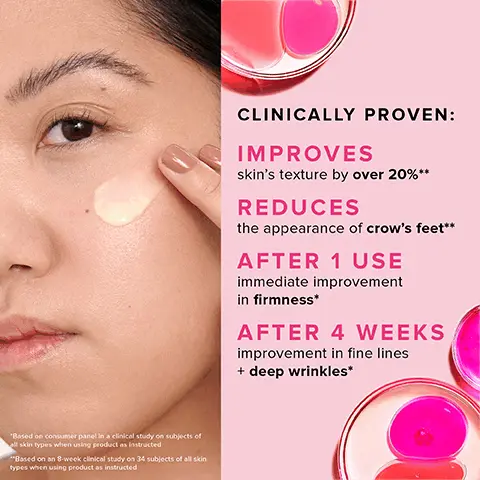 Image 1, ﻿ *Based on consumer panel in a clinical study on subjects of all skin types when using product as instructed "Based on an 8-week clinical study on 34 subjects of all skin types when using product as instructed CLINICALLY PROVEN: IMPROVES skin's texture by over 20%** REDUCES the appearance of crow's feet** AFTER 1 USE immediate improvement in firmness* AFTER 4 WEEKS improvement in fine lines + deep wrinkles* Image 2, ﻿ BEFORE 8 WEEKS 12 WEEKS Image 3, ﻿ BEFORE WEEK 8 UNRETOUCHED Image 4, ﻿ 1 3 HOW TO USE RETINOL IN YOUR PM ROUTINE remove makeup + cleanse 2 FARMACY GREEN CLEAN makeup meltaway cleansing balm baume démaquillant fondant 100 ml 1 3.4 fl. oz Aructive zarg reade centred HOW TO Scud wher SALLAD FARMACY 1% VITAMIN A RETINOL SERUM firms + fights wrinkles raffermit + combat les rides VITAMIN A VITAMINE A 30 ml 1 fl.oz REMEMBER TO ALWAYS USE SPF IN THE MORNING! FARMACY FILLING GOOD hyaluronic acid plamping seran strum repulpant l'acide hyaluronique 30 ml. 4 fight wrinkles with retinol FARMACY HONEY HALO ultra-hydrating ceramide moisturizer crème ultrahydratante. aux céramides 50 1.7. hydrate with hyaluronic acid moisturize with ceramides Image 5, ﻿ UPCYCLED KALAHARI MELON + RASPBERRY SEED OILS soothe + replenish moisture FARMACY 1% VITAMIN A RETINOL SERUM firms + fights wrinkles raffermit + combat les rides VITAMIN A VITAMINE A 30 ml 1 fl.oz ENCAPSULATED RETINOL gradual-release results without irritation FAST-ACTING RETINAL immediate wrinkle fighting action Imasge 6, ﻿ MEET THE RETINOLS RETINAL ENCAPSULATED RETINOL fast-acting vitamin A delivery Works on the skin's surface Fermented for maximum purity & stability highly effective Clinically- researched firm + reduce deep wrinkles gentle forms of retinoids Gradually releases vitamin A Absorbs deeply into the skin Encapsulated for gentleness Image 7, ﻿ C THE DO'S + DON'TS OF RETINOL DO DON'T • use @ night start slowly, working up to 2-3 times per week • wear SPF in the morning layer with AHA, BHA or L-ascorbic acid use directly around the eye area wax, shave, or use a face scrub the same night Image 8, ﻿ TIPS+TRICKS FOR RETINOL BEGINNERS start using 1 time per week layer on more hydrating skincare • skip nighttime exfoliating actives (AHA, BHA, physical exfoliators) • always use SPF during the day FARMACY 1% VITAMIN A RETINOL SERUM wrinkles les rides VITAMIN A VITAMINE A Image 9, ﻿ HOW TO USE RETINOL LIKE A PRO SKINCARE INGREDIENT LAYER OR ALTERNATE? TIPS + ORDER THE RESULT 1 retinol niacinamide. layer 2 niacinamide firm + smooth pores AM vitamin C vitamin C alternate PM retinol brighten + firm 1 retinol hyaluronic acid layer 2 hyaluronic acid firm + plump AHAS alternate alternate nights firm + resurface TIPS Start slowly to see how skin reacts and work up to 2-3 times per week+ use SPF during the day. Image 10, ﻿ MASTER THE ABC'S OF HEALTHY SKIN VITAMIN A retinol to firm + fight wrinkles VITAMIN B niacinamide to smooth + refine pores VITAMIN C L-ascorbic acid to brighten dark spots FARMACY IS VITAMINA FARMACY FARMACY VITAMIN C SERUM work up to 2-3 times per week the last step in your routine use in the AM Image 11, ﻿ HOW TO RECYCLE 1% VITAMIN A RETINOL SERUM сар pump bottle RECYCLE all pieces of the bottle as one + the carton separately FARMACY 1% VITAMIN A RETINOL SERUM ramat a ch#bot VITAMINA WITAMINE A *please check your local recycling guidelines for information