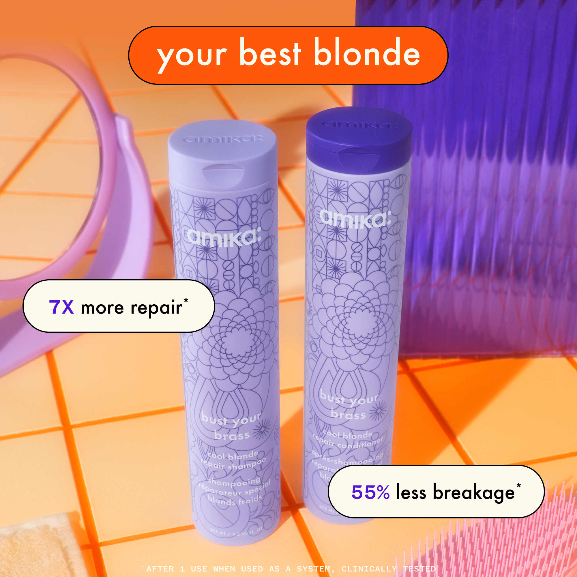 Your best blonde, x7 more, 55% less breakage