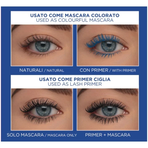 used as colourful mascara. natural vs with primer. used as lash primer