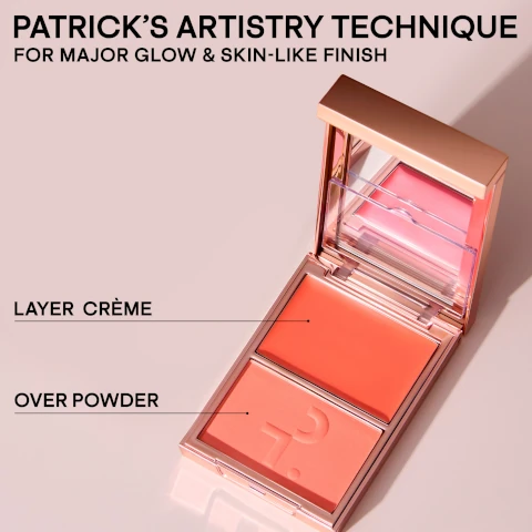 patricks artistry technique for major glow and skin like finish layer creme and over powder