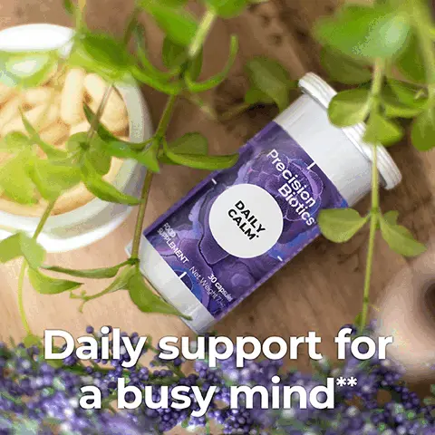 Daily support for a busy mind.
              Scientifically studied. Novozymes one health 1714.
              1 Daily tablet.
              INGREDIENTS: Corn starch, bacterial culture, saffron extract
              (Crocus sativus L., stigmas), anti-caking agent: magnesium
              stearate, pyridoxine hydrochloride (vitamin B6), capsule shell:
              hydroxypropyl methylcellulose.
              NUTRITION INFORMATION
              PER CAPSULE - percent NRV
              Saffron extract 30 percent
              (Equivalent to 150 mg saffron stigma)
              Vitamin B6 1.4 mg, 100 percent.
              1714TM culture (Bifidobacterium longum) l times 10 to the power of 9 (1 billion)
              CFU per capsule. NRV = Nutrient Reference Value.
              CFU = Colony Forming Units.
              Daily support for a busy mind
              Saffron supports emotional balance and helps to support relaxation.
              Scientifically studied bacterial culture Bifidobacterium longum 1714.
              Complements and supports your natural gut microbiota.
              Vitamin B6 supports your normal psychological functions.
              