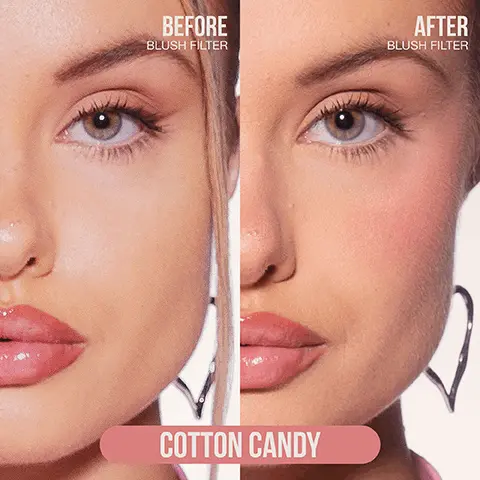 Image 1, Before and after blush filter Image 2, 1. Before 2. apply 3 dots 3. blend with brush and 4. Blushed Image 3, NO FILTER JUST BLUSH! BLURRING BLENDABLE BUILDABLE Image 4, foolproof blush easy to apply ample playtime soft glow finish