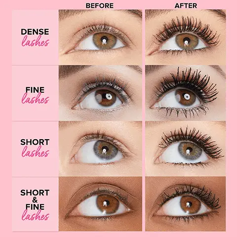 BEFORE, AFTER DENSE lashes, FINE lashes, SHORT lashes, SHORT AND FINE lashes. HANGOVER PILLOW BALM, Powered by our exclusive Dream Complex of ultra-charged minerals sourced from REAL falling stars! Frit Oils, Conditioning Butters, Hyaluronic Acid, Coconut Water.