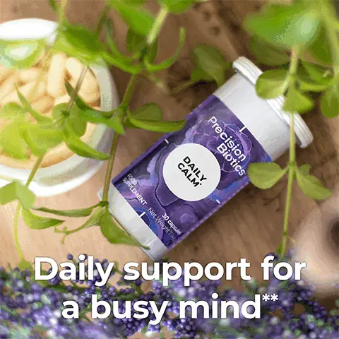 Daily support for a busy mind. Clinically Studied. ProbioBrain. B.longum 1714. 1 daily capsule.
              Daily support for a busy mind.
              Saffron supports emotional balance and helps to support relaxation.
              Scientifically studied bacterial culture Bifidobacterium longum 1714.
              Complements and supports your natural gut microbiota.
              Vitamin B6 supports your normal psychological function.
              INGREDIENTS: Corn starch, bacterial culture, saffron extract (Crocus sativus L., stigmas), anti-caking agent: magnesium stearate, pyridoxine hydrochloride (vitamin B6), capsule shell: hydroxypropyl methylcellulose.
              NUTRITION INFORMATION
              PER CAPSULE
              Saffron extract: 30%
              (Equivalent to 150mg saffron stigma)
              Vitamin B6: 1.4mg: 100%.
              1714 culture (Bifidobacterium longum)
              l x 10 to the power of 9 (1 billion) CFU per capsule. NRV = Nutrient Reference Value.
              CFU = Colony Forming Units