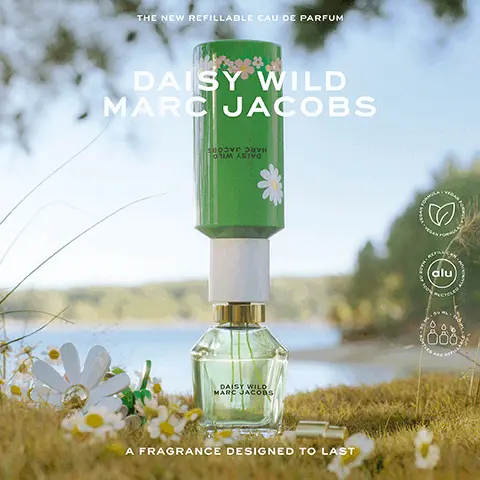 Image 1, THE NEW REFILLABLE EAU DE PARFUM DAISY WILD MARC JACOBS BOOK YK 011M ASIVO DAISY WILD MARC JACOBS A FRAGRANCE DESIGNED TO LAST alu Image 2, DAISY WILD MARC JACOBS "I ADORE THE SCENT" DAISY WILD MARC JACOBS "IT'S ENERGISING, FLORAL, SWEET, AND FRESH. THE BOTTLE DESIGN IS REALLY IMAGINATIVE, AND IT LOOKS FANTASTIC ON MY DRESSING TABLE." - KATE, HOMETESTERCLUB Image 3, DAISY WILD MARC JACOBS ↑ HOW TO REFILL YOUR BOTTLE TWIST SECURE REFILL REMOVE Image 4, DAISY MARC JACOBS DAISY WILD GREEN FLORAL BANANA BLOSSOM ACCORD JASMINE VETIVER DAISY RADIANT FLORAL WILD BERRIES WHITE VIOLET SANDALWOOD DAISY EAU SO FRESH FRESH FLORAL RASPBERRIES GRAPEFRUIT SOFT MUSK DAISY LOVE SWEET FLORAL CRYSTALLIZED CLOUDBERRIES DAISY PETALS DRIFTWOODS DAISY DAISY LOW