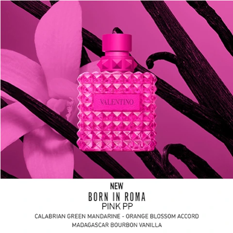 new born in roma pink PP. calabrian green mandarine, orange blossom accord, madascar bourbon vanilla